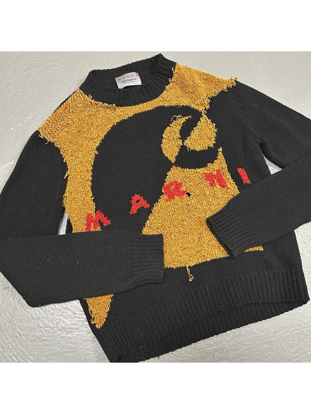 AUTHENTIC Marni Carhartt WIP Wool Logo Knit Intarsia Sweater Pullover Size M/48